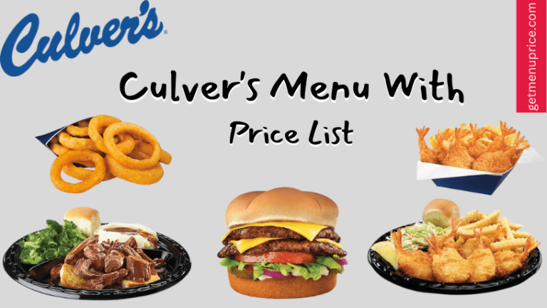 Culver's Menu Price List USA