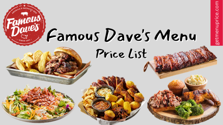 Famous Dave's Menu Price List USA