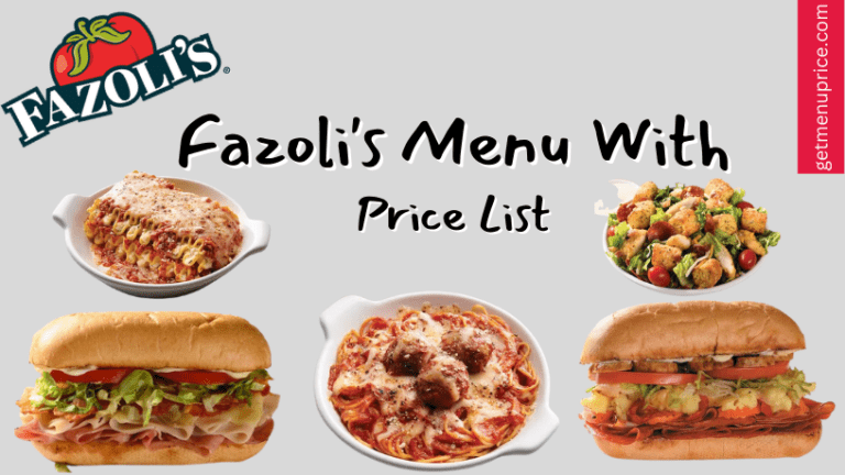 Fazoli's Menu Price List USA