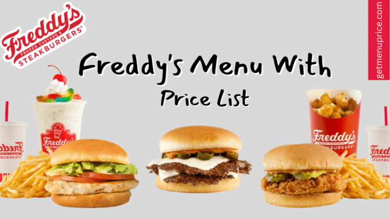 Freddy's Menu Price List USA