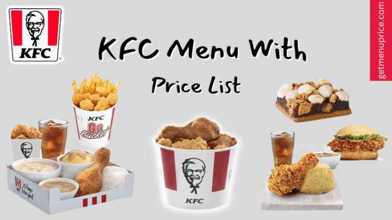 KFC Menu Price List Canada