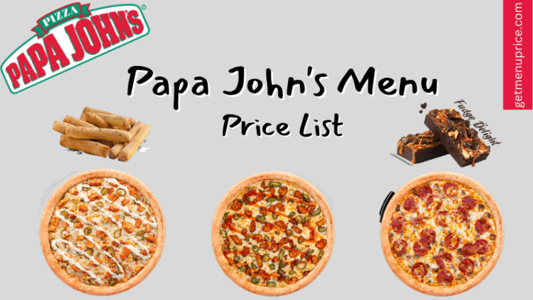 Papa John's Menu Price List USA