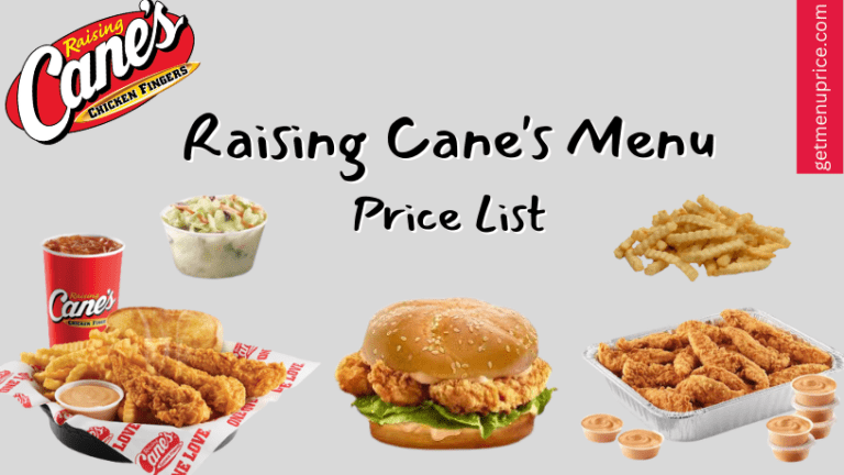 Raising Canes Menu Price List USA