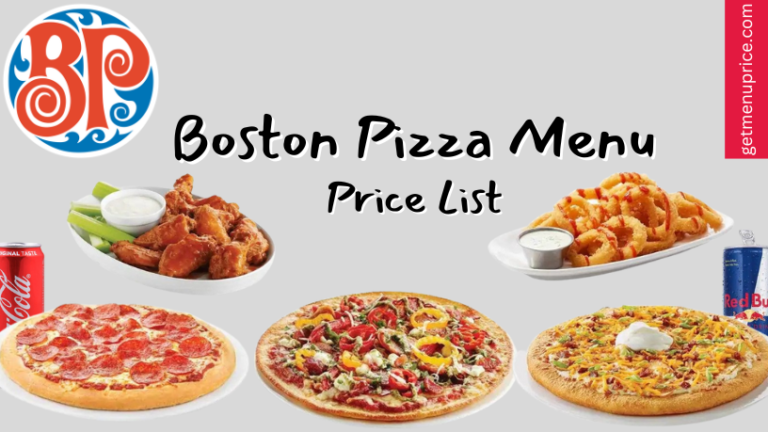 Boston Pizza Menu Price List Canada