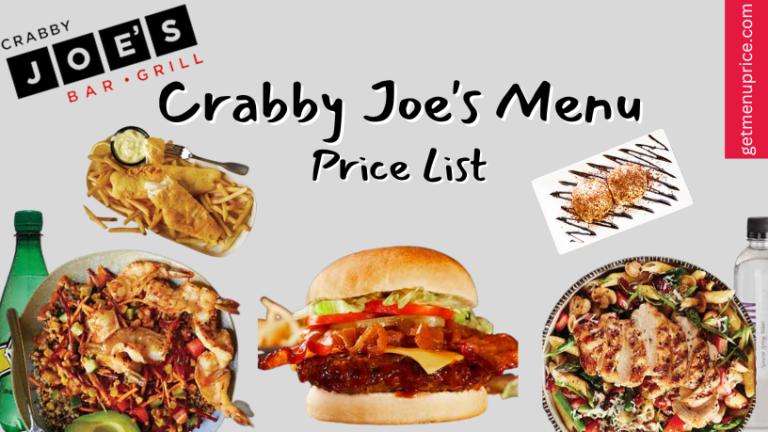 Crabby Joe's Menu Price List Canada