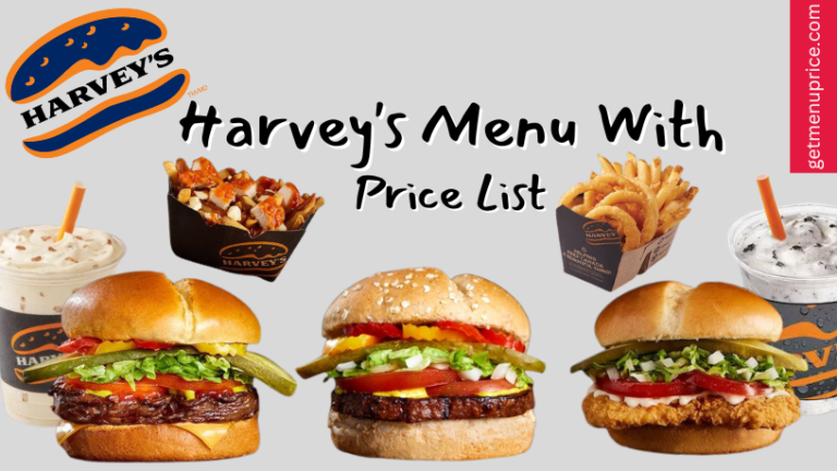 Harvey's Menu Price List Canada