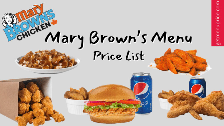 Mary Brown's Menu Price List Canada