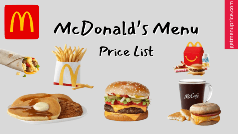 McDonald's Menu Price List Canada