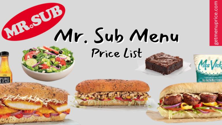 Mr. Sub Menu Price List Canada