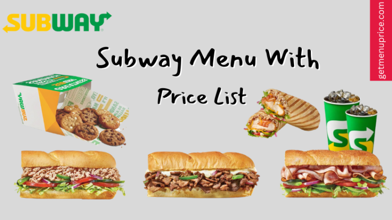 Subway Menu Price List Canada