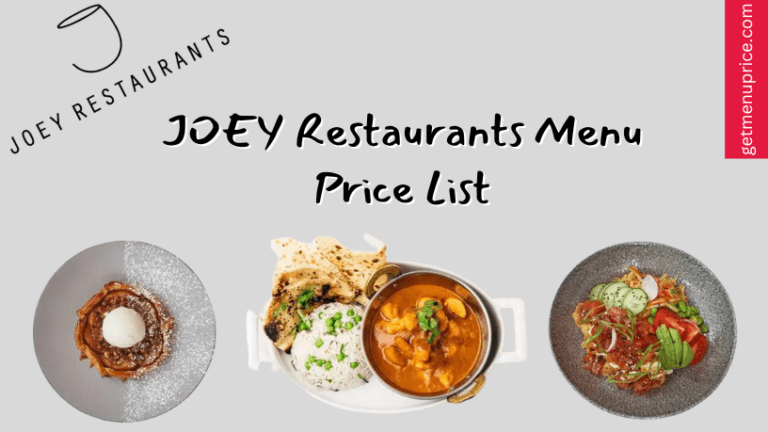 JOEY Restaurants Menu Price Canada